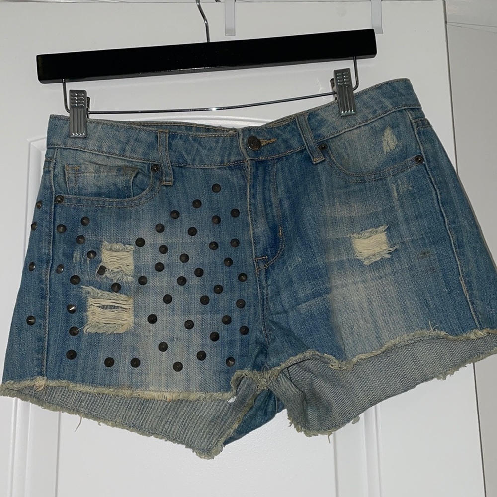 Forever 21 premium denim shorts with studs